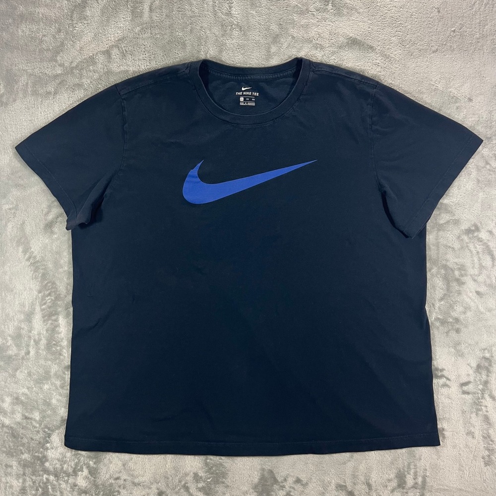 Nike T Shirt Mens XXL Navy Good Short Sleeve Swoosh BV1997-4CA Sporty Big Tall‎